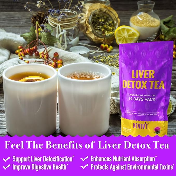 REVIVT Colon & Liver Detox Tea Kit | 2-in-1 Herbal Tea Set, 14 Bags Each for Gut Cleanse & Liver Health, Daily Wellness Support
