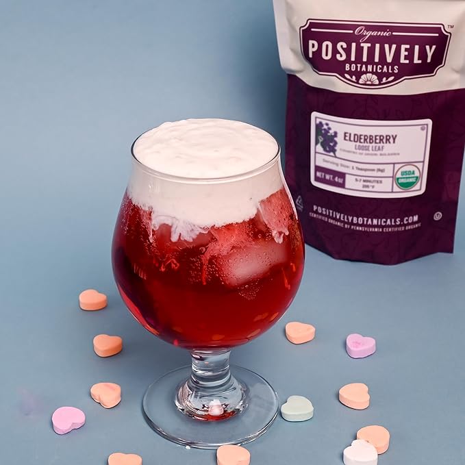 Organic Positively Botanicals Company, Elderberry, Herbal Tea Loose Leaf Botacnical, 16 Ounce