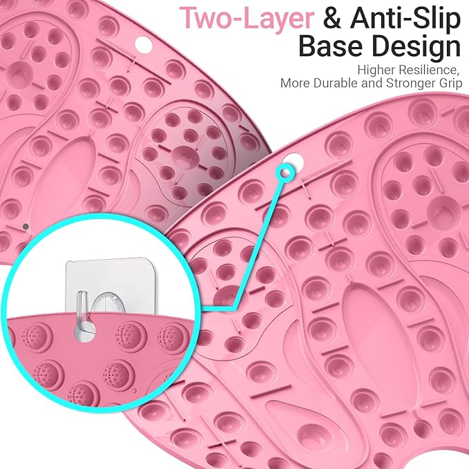 Foot Massage Mat, Big Foot Reflexology Mat with Magnetic Therapy, Foot-Shaped Acupressure Mat for Feet Relaxation, Under Desk Mat Pressure Point Mat for Pain, Fatigue and Stress Relief(Pink)