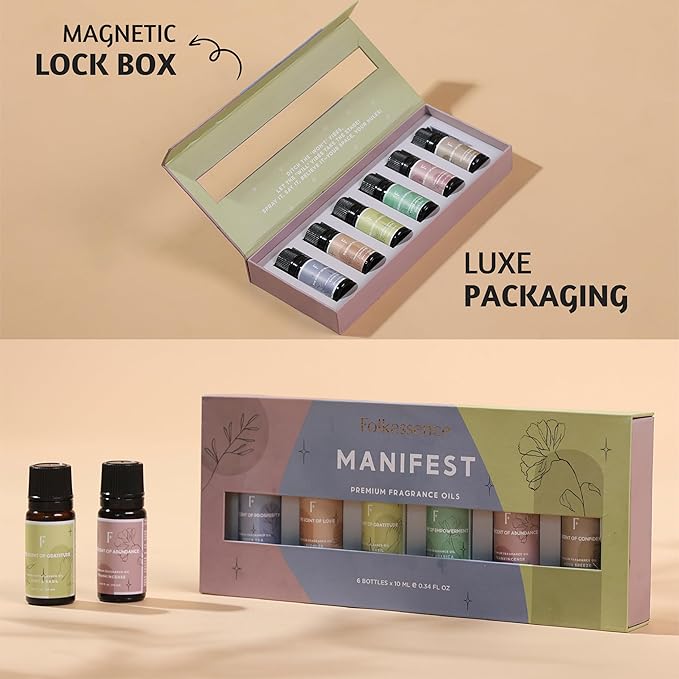 Folkulture Essential Oils for Diffuser for Home | Set of 6 Essential Oil Set | Essential Oil for Candle Making | Essential Oils for Soap Making - Frankincense, Lavender Oils for Relaxation