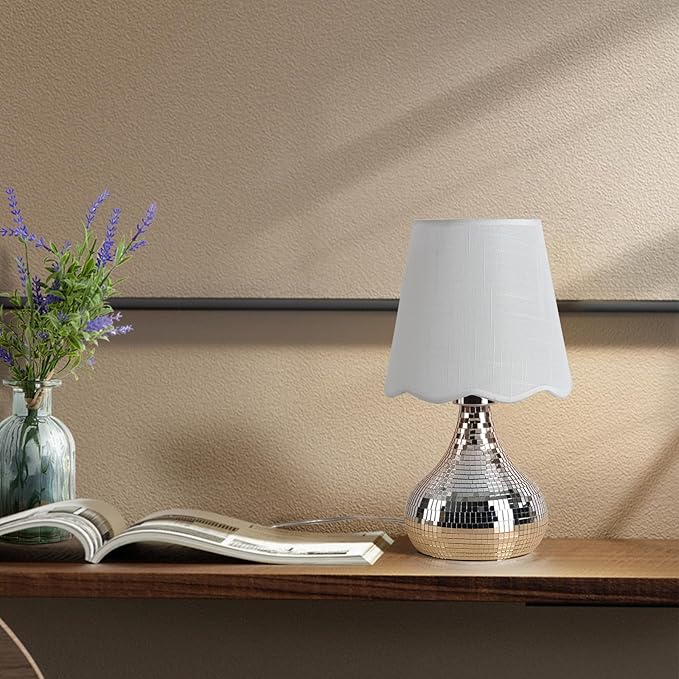 Disco Small Table Lamp for Bedroom, Funky Lamp Ball Lamps for Kitchen Counter, Mini Morden Table Lamps for Small Spaces, Small Funky Table Lamp for Nightstand Desk Lamp, Living Room
