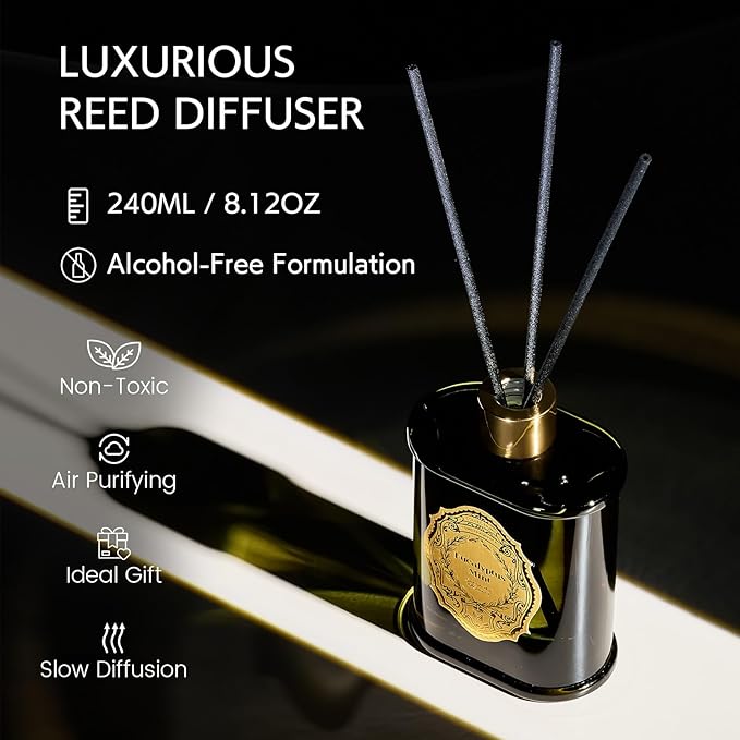 M&SENSE 8.4 oz Large Reed Diffuser for Home | Eucalyptus Mint Scent Oil Diffuser with Sticks | Bedroom Bathroom Living Room Decor