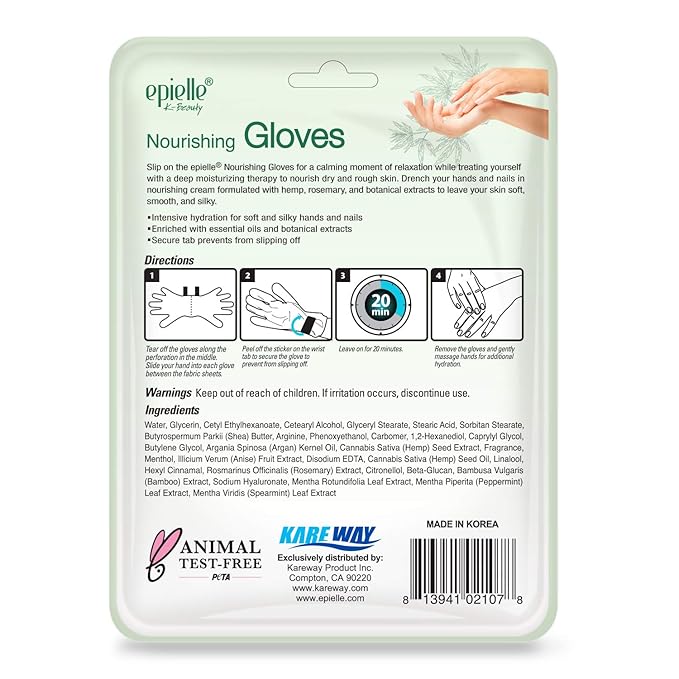 Epielle Relaxing & Nourishing Hand & Foot Masks 12 Pairs, Repair and Relax Dry Hands & Cracked Heels with Lavender Extract & Hemp, Korean Skin Care, Spa Self Care Gifts for Women, 6 Gloves & 6 Socks