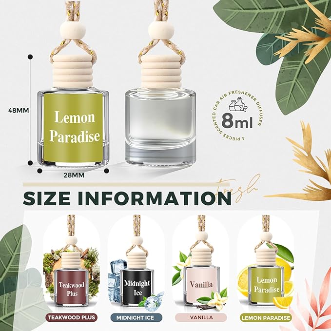 Maxdot 4 Pcs Cute Car Air Freshener Hanging Fall Car Essentials Oil Diffuser Long Lasting Air Freshener Aromatherapy Vehicle Diffuser Automobile Scents Fragrance(Fresh and Woody Collection)