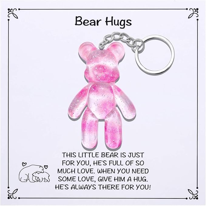 Pocket Bear Hug, Anxiety Relief Gifts for Women Men, Mental Health Positivity Gifts for Anxious Friend, Thinking of You Gift, Comforting Gift for Son Daughter Back to School, Light Pink
