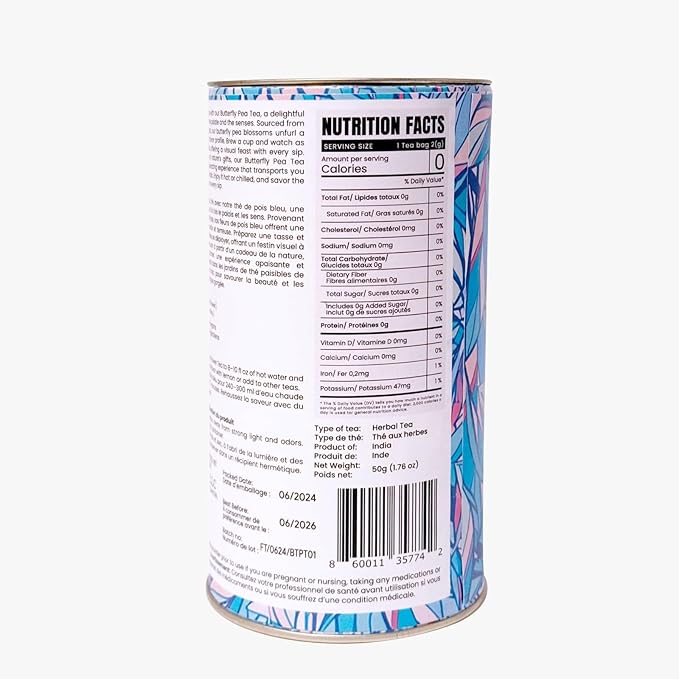 FRAGRANT TALES - Blue Butterfly Pea Flower Tea, 1.76 Oz, 25 Pyramid Bags, Natural Herbal Tea, Caffeine Free, Preservative Free