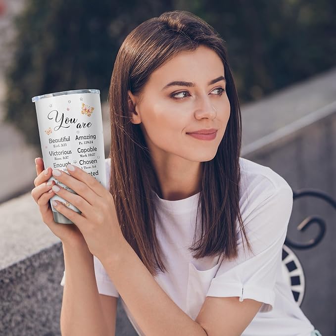 Christian Gifts for Women Tumbler 20oz, Religious/Inspirational/Catholic/Spiritual/Birthday/Baptism Confirmation Gifts for Girl, Bible Verse/Scripture Present