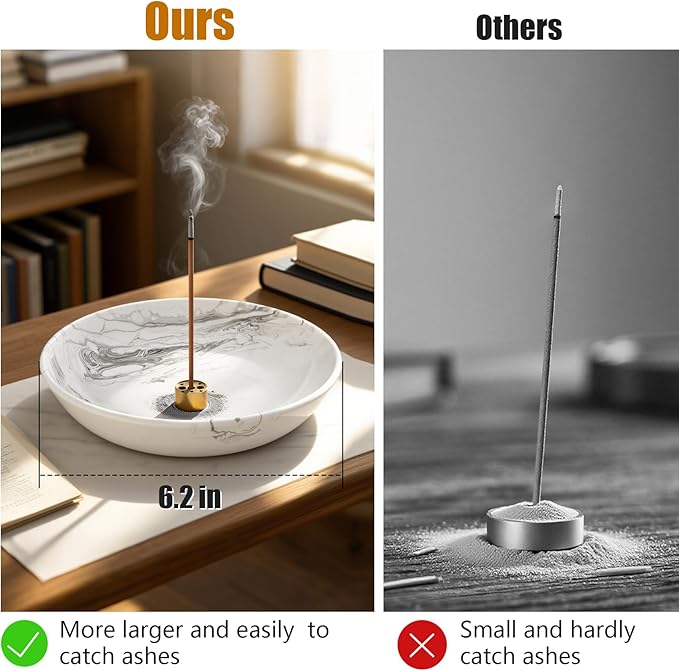 Incense Holder for Sticks Round Insence Bowl Minimalist Plate 6.2 ” Width