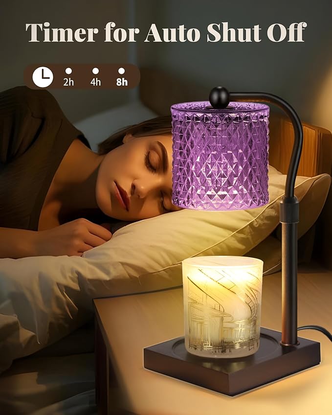 Candle Warmer Lamp with Timer Dimmer Adjustable Height, White Elephant Gifts for Women, House Warming New Home Decor Gifts for Mom, Electric Wax Warmer for Jar Candles, Purple