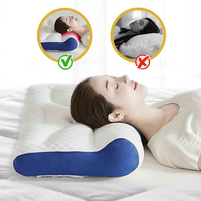 Cervical Neck Pillow, Ergonomic Sleep Enhancing Cervical Support Comfort Pure Cotton Pillow, 2025 Upgraded Full and Fuffy Memory Pillow