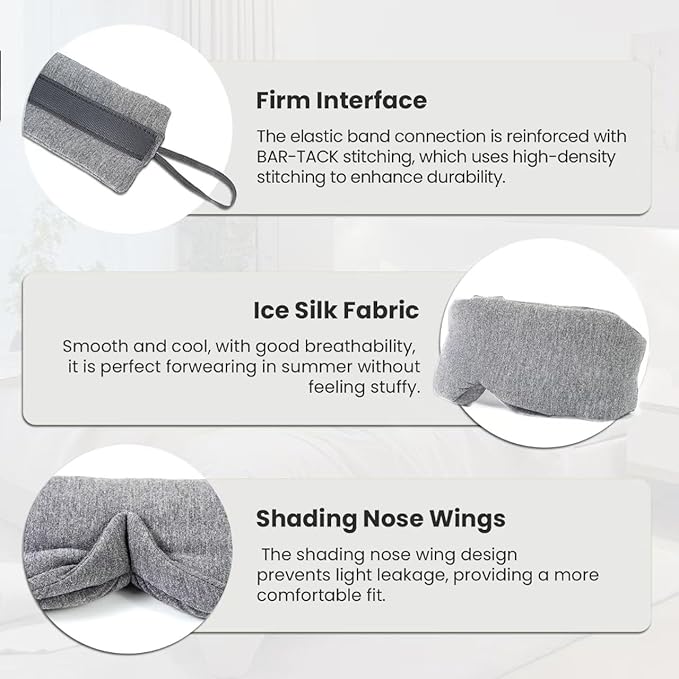 3D Eye Mask Sleep Mask for Travel Light Blocking Comfortable Eyemask Lightweight Non-Press Sleeping Mask Eye Protection for Deep Sleep Optimal Sleep Experience (White)