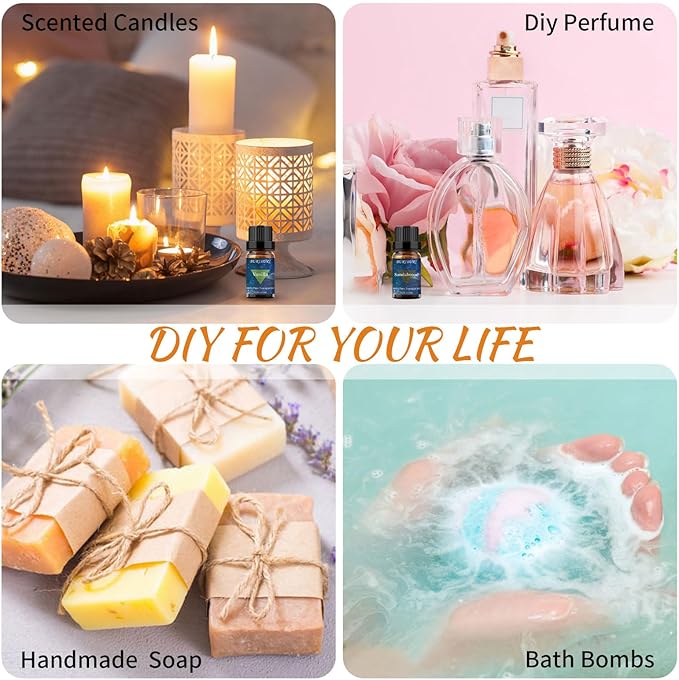 BURIBURI Sandalwood Oil Essential and Vanilla Essential Oil Gift Set, 100% Pure, Undiluted, Natural, Organic Aromatherapy Essential Oils 10ML