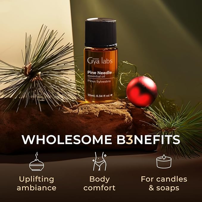 Gya Labs Pine Needle Essential Oil - 0.34 Fl Oz - for Hair, Skin, Diffuser, Aromatherapy & DIY Candle Making Scent