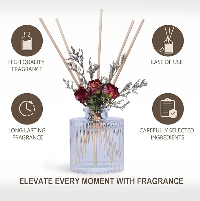 UCC Reed Diffuser Set, 3.38 oz Romantic Love Premium Hotel Collection Scented Diffuser with Flower Sticks Home Fragrance Reed Diffuser for Bathroom Shelf Decor