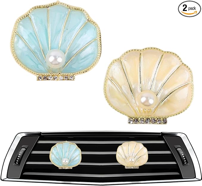 2Pcs Car Vent Clips Air Fresheners - Beach Seashell Car Accessories Dashboard Decorations, Cars Interior Diffuser Decor Gift for Women Lover and Friend