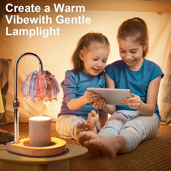 Candle Warmer Lamp with Timer, Adjustable Height Dimmable Candle Warmer Light, Gift for Women Glass Shade Electric Jar Candle Warming Lantern,Home Decor Cozy House Warming Gifts, White Orange