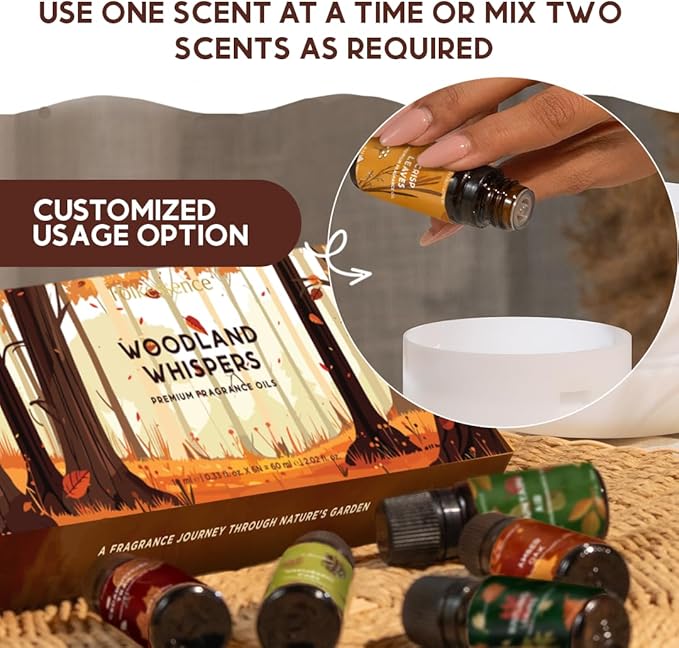 Folkulture Essential Oils for Home | Set of 6 (0.34 fl oz x 6) Fall Essential Oil or Diffuser Oils for Relaxation | Cedarwood Essential Oil or Fall Scents | Amber Oak Fall Essentials for Women