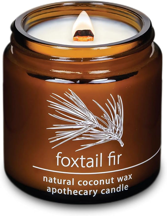 Hemlock Park Crackling Wood Wick Candle Handcrafted with Natural Coconut Wax (Small 4 oz, Foxtail Fir)