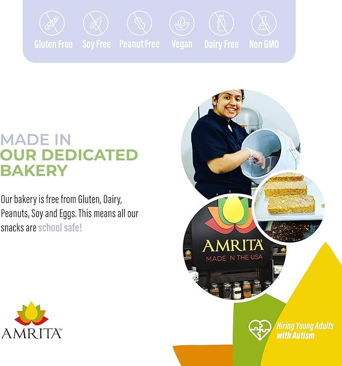 Amrita Nut Free Variety Pack Vegan Protein Bars (12 Count PK of 3) | 11g to 12g Plant-Based Protein Bar | Peanut Free, Gluten Free, and Dairy Free | Low Sugar, High Fiber, Healthy School-Safe Snacks