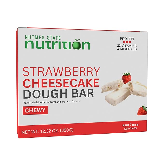 FITWISE - High Protein Layer Bars, 15g Protein, Low Calorie, Low Fat, Low Cholesterol, Aspartame Free, Vegetarian Breakfast Snack Bar, 7 Servings Per Box (Strawberry Cheesecake)