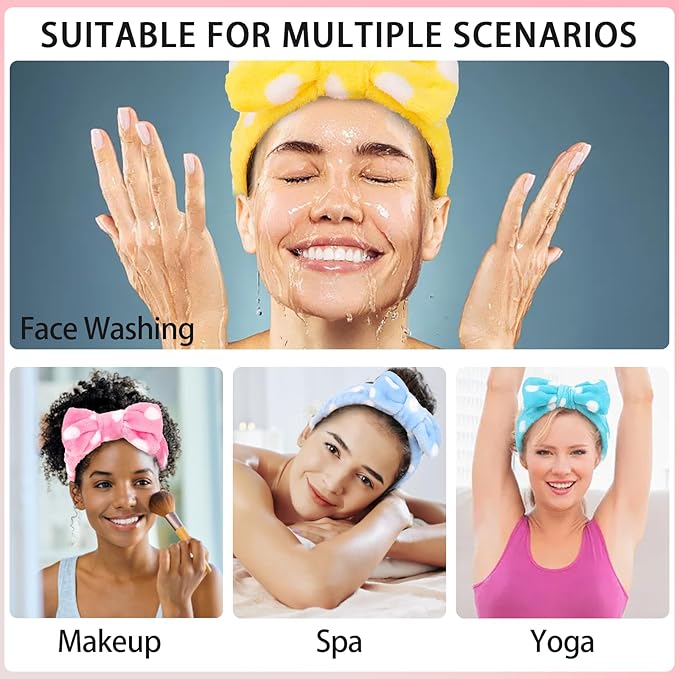 AMCAMI 8 Pack Skincare Spa Headband for Washing Face Makeup Face Wash Headband for Women Facial Towel Hairbands Spa Party Supplies for Girls Women