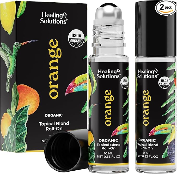 Healing Solutions (2 Pack) Sweet Orange Essential Oil Roll On - USDA Certified, for Perfume & Skin - Orange Oil Roller - Roll On Perfume