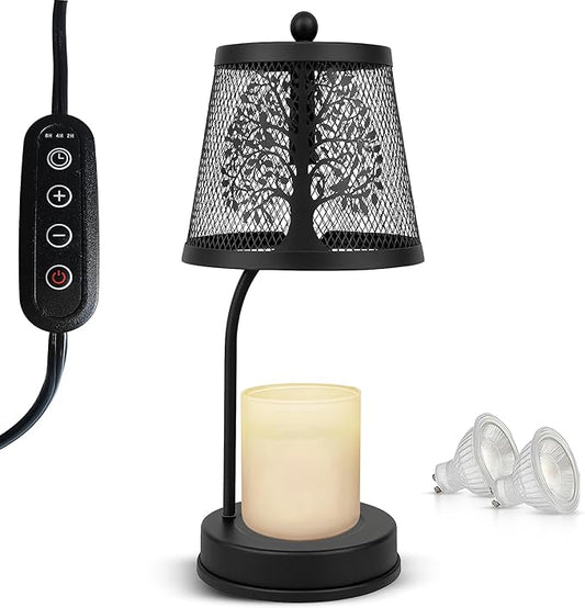 Farmhouse Candle Warmer Lamp Black – Large Flameless & Smokeless Candle Melter lamp with Timer & Adjustable Light,for Aromatic Candles – Zen & Meditation Decor, Lampara para Velas Aromaticas