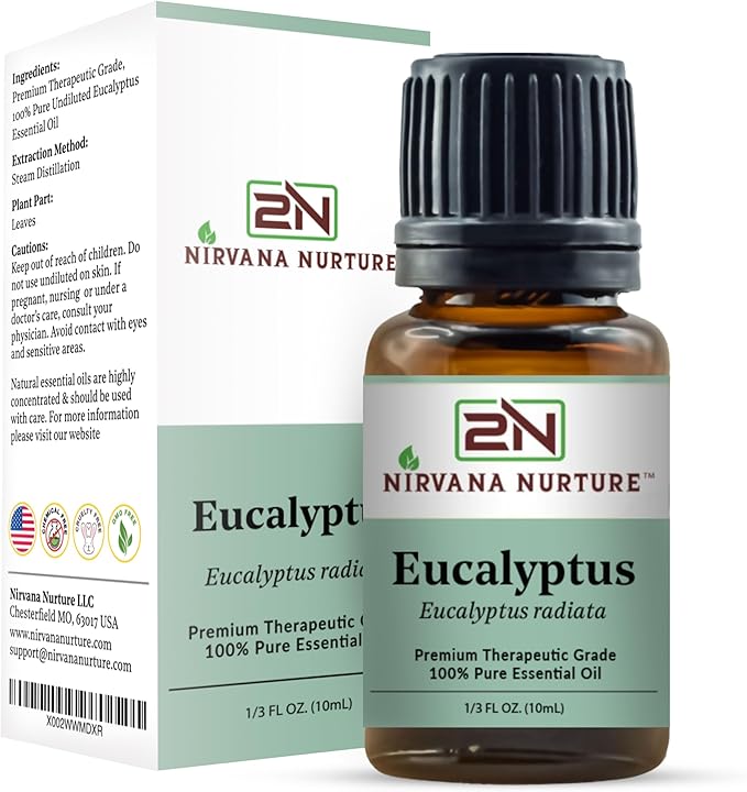 Eucalyptus Essential Oil 100% Pure Premium Therapeutic Grade, Undiluted - Aromatherapy Diffuser for Calm and Relaxation, Skin Care, Hair Care