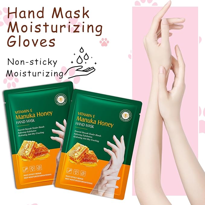 Hand Masks, 6 Pairs Hydrating Exfoliating Hand Peeling Mask, Smooth Hand Masks Moisturizing Gloves Overnight for Dry, Rough, Cracked Hands, Hand Skin Moisturizer Glove for Women Men（H