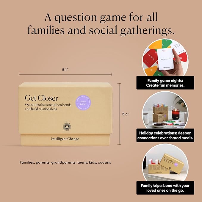 Intelligent Change Get Closer: Family Bonding Question Card Game, Conversation Starters with Fun Questions & Activities, Fun Talking Card Game for Families, Icebreaker Card Deck, 100 Question Cards