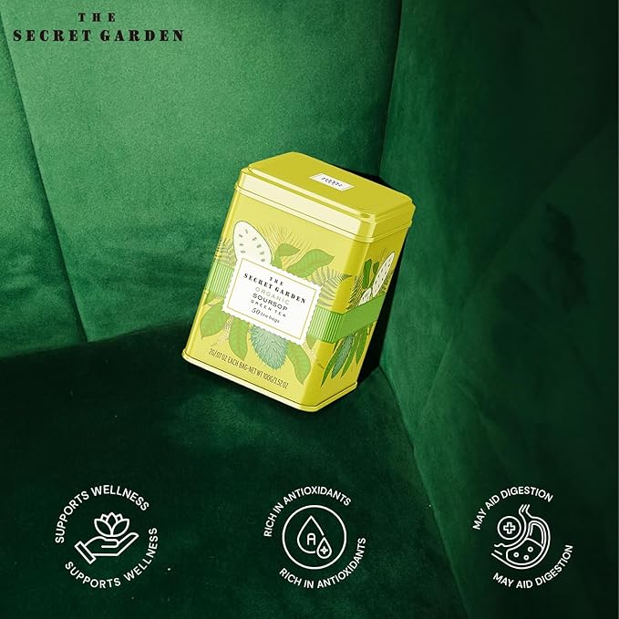 Life Plus Style Gourmet Secret Garden Organic Soursop Green Tea 50 Premium Tea Bags 100% Natural Blend of Pure Soursop Leaves Gluten Free No Additives No Sugar Non GMO Supports Digestion