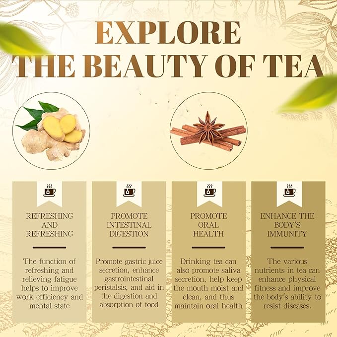 Premium Turmeric Ginger Cinnamon Tea Bags, Turmeric Cinnamon Ginger Tea, 100% Natural Hand-Made Blend Ginger Tea, No Sugar, No Caffeine, No Gluten, Vegan (2)