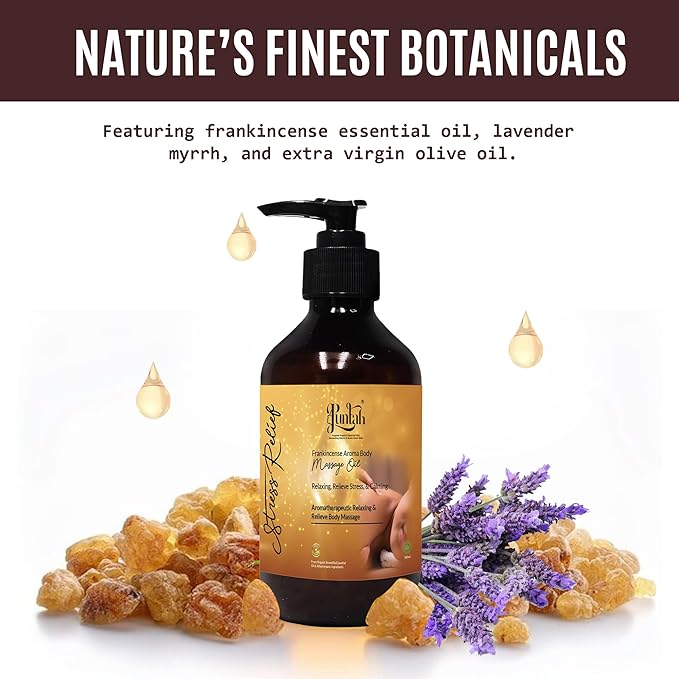 PUNTAH Boswellia Frankincense Aroma Body Massage Oil - 10.14 fl oz (300ml) | 100% Natural Essential Oils | Massage Oil for Massage Therapy, Relaxing, Calming, Muscle Relaxation | Men & Women.