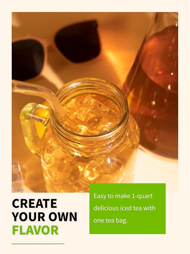 TeeLux Mint Iced Green Tea Bags, Green Tea with Peppermint, Spearmint, and Lemongrass, Family Size Refreshing Iced Tea, 30 Count