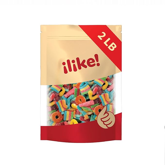 Gummy Candy Bulk 2 Pound Bag | Sour and Sweet Gummy Mix | Peach Rings, Worms, Bottles, Mini Belts, Watermelon Wedges | Party Gummies Variety Pack | Assorted Chewy Candies