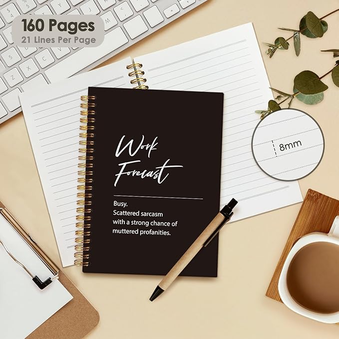 Funny Office Supplies，Funny Office Notebooks for Work, Funny Notebooks Gifts for Coworkers，Work Journals for Men Women, Work Forecast Hardcover Spiral Notebook 5.5x8.3