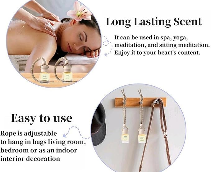2Pack Vanilla Essential Oil Scented Automotive Air Freshener Set, Car Accessories Decoration Hanging Scented Car Diffuser for Men Women