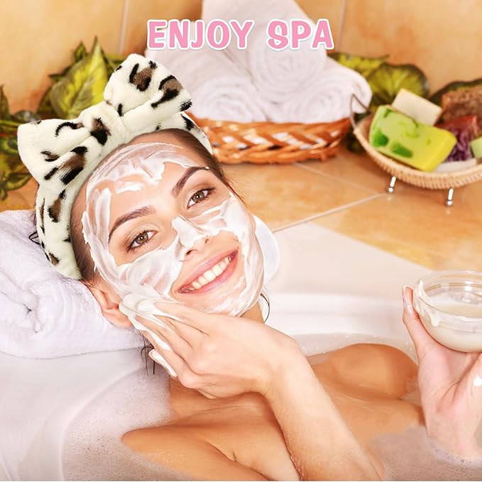 6 Pack Spa Headband for Women Skincare Makeup Headband Soft Coral Fleece Bow Hairband Party Favors Goody Bag Stuffers Christmas Stocking Stuffers for Woman Teen Adult Spa Gifts For Women Gifts