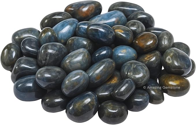 Amazing Gemstone Blue Sapphire Crystals and Healing Stones Tumbled - 1 oz Blue Sapphire Stone, Natural Healing Stones for Energy Balance, Stress Relief - Premium Polished Gems Rocks for Meditation