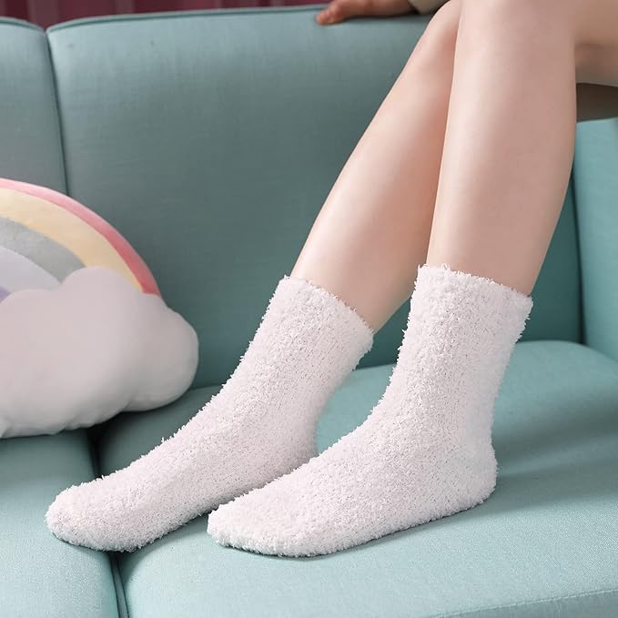 LINEMIN Womens Fuzzy Socks Cozy Fluffy Winter Warm Slipper Socks Microfiber Soft Home Sleeping Socks