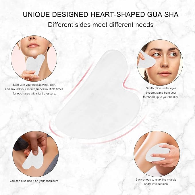 Jade Roller for Face, Facial Roller Massager Skin Care Tool, Gua Sha Facial Tools for Face, Neck, Eyes, Reduce Puffiness of The Skin - White