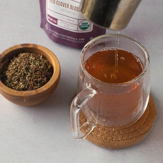 Organic Positively Botanicals Company, Red Clover Blossoms, Herbal Tea Loose Leaf Botanical, 4 Ounce
