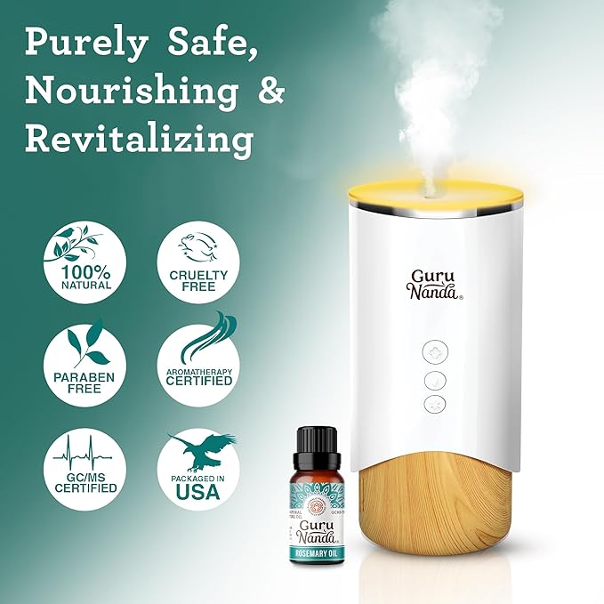 GuruNanda Rosemary Essential Oil, 100% Pure, Natural and Undiluted Diffuser Oil for Aromatherapy, Massages & DIY Recipies, Promotes Sense of Clarity & Supports Supple Hair (0.5 fl Oz)