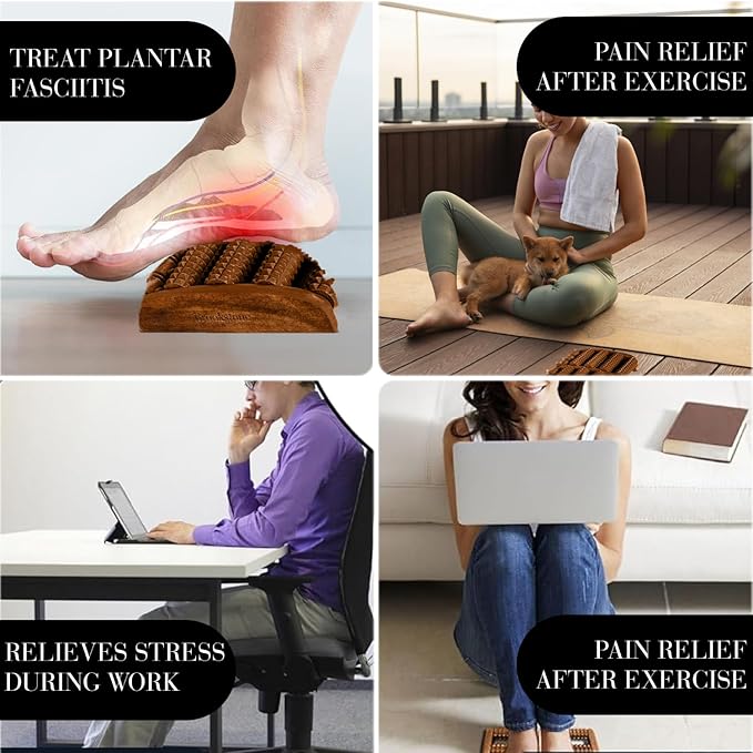 Brookstone Foot Roller Massager for Plantar Fasciitis Relief - Wooden Massage Roller for Foot Health - Stimulate Reflexes & Relieve Stress - Ideal Gift for Mom, Dad, Elderly