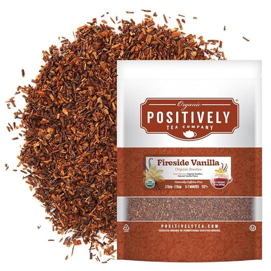 Organic Positively Tea Company, Fireside Vanilla Rooibos Tea, Loose Leaf, 16 Ounce