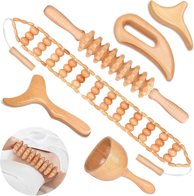 JUANWAN 12-in-1 Wood Therapy Massage Tools Lymphatic Drainage Massager Wooden Massage Body Sculpting Tools Maderoterapia Kit Wood Therapy Tools for Muscle Pain Relief Body Shaping Anti-Cellulite