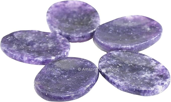 Amazing Gemstone Lepidolite Worry Stone Crystals and Healing Stones - Worry Stones for Stress Relief Gifts - Piedra Crystal Fidget for Meditation, Calming, Relaxation -