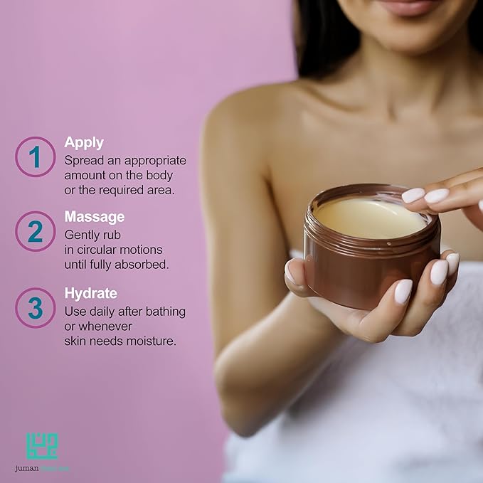 Juman Shea Body Butter with Dead Sea Minerals | Made with Natural Shea and Cocoa Butter | Infused with Plant Extracts, Vitamin E & Chamomile Extract | Oud Scented Skin Butter | 7.1oz