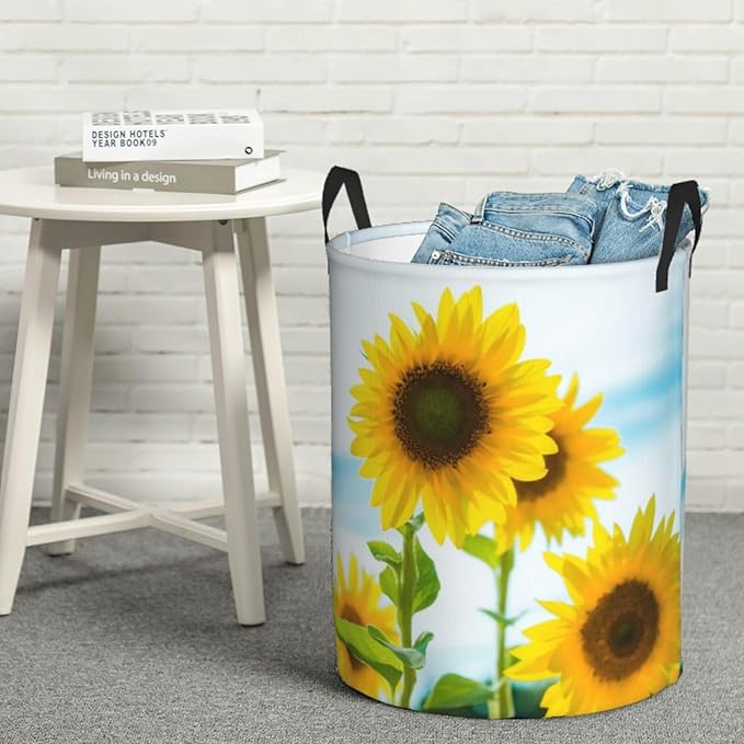 Laundry Basket Flower Plants Collapsible Large Capacity, 63L Dirty Clothes Basket Durable Lightweight Hamper With Handles Ideal For Clothes,Toys Home Organization,19.6in *15.7in,