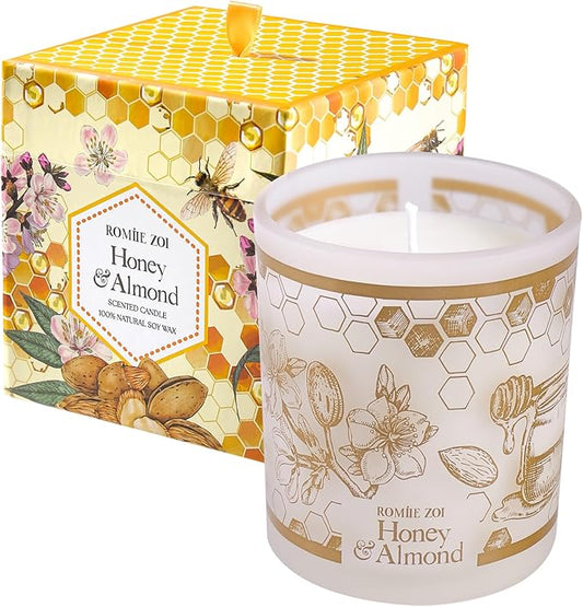 ROMIIE ZOI Aromatherapy Candle - Honey & Almond - 6oz Soy Wax Candle for Birthday Gift for Her…
